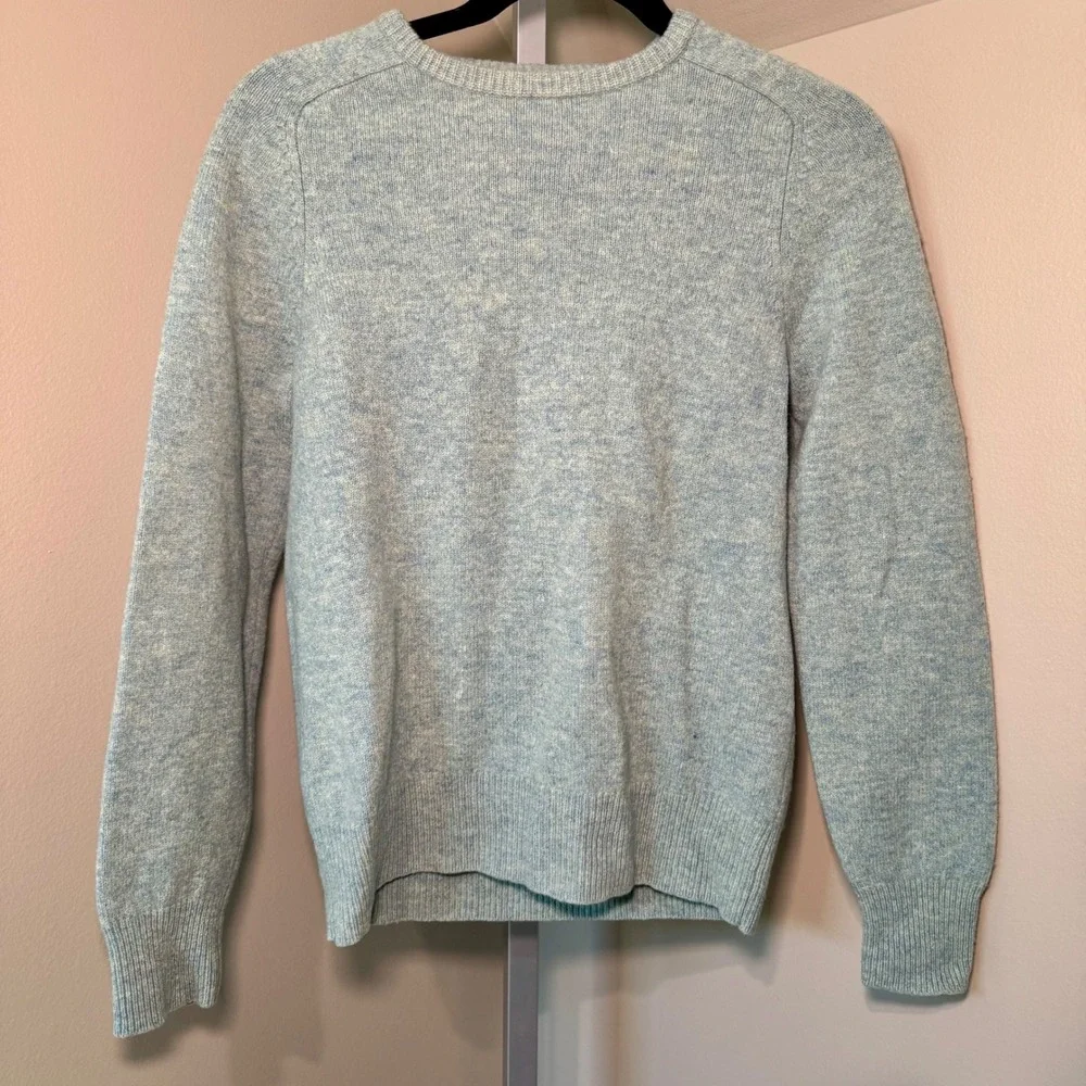 J. Crew Women's XS Lambswool Crew Neck Sweater, Blue Green Knit Pullover